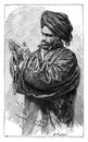 Praying Mullah.History and Culture of Africa. Antique Vintage Illustration. 19th Century. Royalty Free Stock Photo