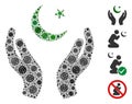 Praying Muslim Hands Mosaic of Covid Virus Icons