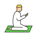 Praying muslim man color icon