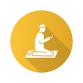 Praying muslim man flat design long shadow glyph icon