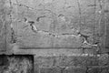 Praying notes in a gap of the wailing wall in black and white Royalty Free Stock Photo