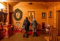 Praying people in front of the altar in the chapel