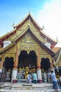 are praying for a religious ceremony in thai temple during touring day in Chiang Mai, Thailand on November , 2015