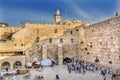 Praying at the Western `Wailing` Wall of Ancient Temple Jerusalem Israel