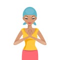 Praying woman cancer patient. Vector illustration Royalty Free Stock Photo