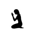 Praying woman silhouette vector isolated