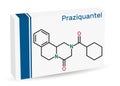 Praziquantel, PZQ, molecule. It is anthelmintic drug for treatment cysticercosis, schistosome, cestode and trematode Royalty Free Stock Photo