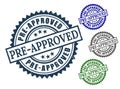 Pre-Approved Product Stamp Bundle, Grunge Style Certified Approval Labels Royalty Free Stock Photo