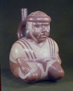 Pre-Columbian ceramic called Huaco pottery from unidentified ancient Peruvian culture. Pre-Inca ceramic piece ma