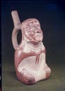 Pre-Columbian ceramic called Huaco pottery from unidentified ancient Peruvian culture. Pre-Inca ceramic piece ma