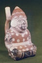 Pre-Columbian ceramic called Huaco pottery from unidentified ancient Peruvian culture. Pre-Inca ceramic piece ma