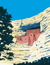 Pre-Columbian Dwellings in Montezuma Castle National Monument in Camp Verde Arizona WPA Poster Art