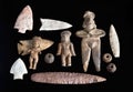 Pre Columbian figures,spindle whorls and arrowheads.