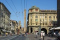 Streetview of main street Bologna, late afternoon