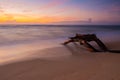Pre Dawn Light on Driftwood and The Sandy Shore of Lydgate Beach