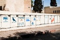 Pre-election campaign parties logos layout on wall, Fes, Morocco