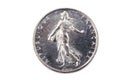 A pre Euro French coin Royalty Free Stock Photo