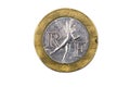 A pre Euro French coin Royalty Free Stock Photo