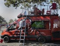 Pre-game Rituals for Tailgating Fans in New Jersey Parking Lot near Football Stadium Royalty Free Stock Photo