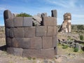 Pre-incan burrial site sillustani with chulpas Royalty Free Stock Photo