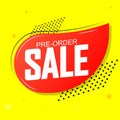 Pre-Order Sale banner design template, discount tag, vector illustration