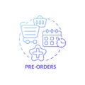 Pre-orders of products concept icon