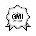 Pre Owned GMI Certified Icon. An icon representing pre owned GMI certified equipment. This icon is a symbol of quality,