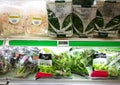 Pre packed salad vegetables in Super market Royalty Free Stock Photo