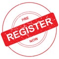 Pre register now stamp