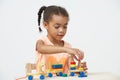 Pre-School Pupil Playing With Wooden Toy Train Royalty Free Stock Photo