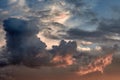 Pre-storm colored clouds in the evening sky