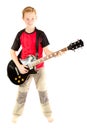 Pre-teen boy and an electric guitar Royalty Free Stock Photo