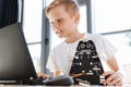 Pre-teen boy searching for new robotics ideas