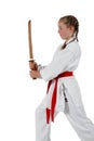 Tweenage girl going karate Royalty Free Stock Photo