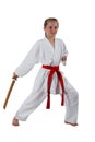 Tweenage girl going karate Royalty Free Stock Photo