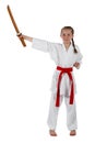 Tweenage girl going karate Royalty Free Stock Photo