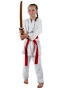 Tweenage girl going karate Royalty Free Stock Photo