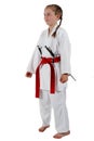 Tweenage girl going karate Royalty Free Stock Photo