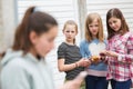 Pre Teen Girl Being Bullied By Text Message Royalty Free Stock Photo