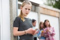 Pre Teen Girl Being Bullied By Text Message Royalty Free Stock Photo