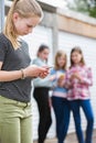 Pre Teen Girl Being Bullied By Text Message Royalty Free Stock Photo