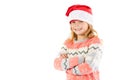 Pre-teen girl wearing a santa hat Royalty Free Stock Photo