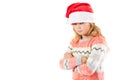 Pre-teen girl wearing a santa hat Royalty Free Stock Photo