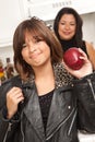 Pre-teen Hispanic Girl Ready for School with Mom Royalty Free Stock Photo