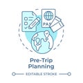 Pre trip planning soft blue concept icon Royalty Free Stock Photo