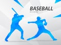 Blue modern vector graphic baseball player on abstract background Royalty Free Stock Photo