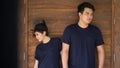 Pre wedding shooting for lover : Stand in front of wooden wall