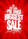 Pre-xmas biggest sale poster, winter holidays discount.