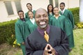 Preacher And Choir Standing In Front Of Church