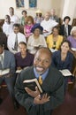 Preacher and Congregation portrait high angle view